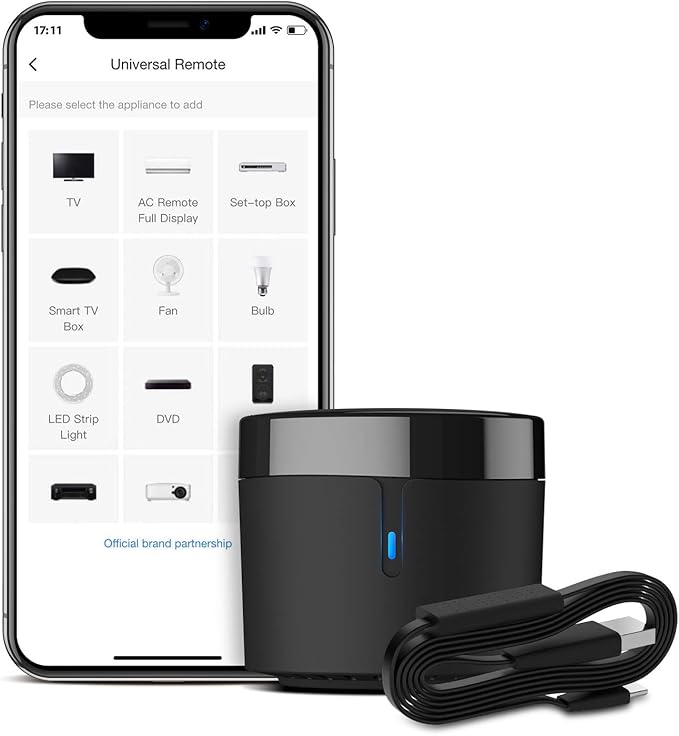 BroadLink RM4mini Smart Remote Hub with Sensor Cable -WiFi IR Blaster for TV Remote, Smart AC Controller, Works with Alexa/Google Home/IFTTT