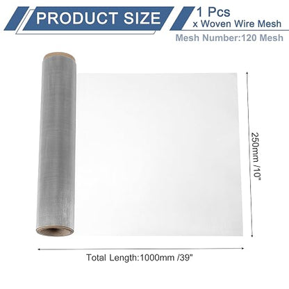 uxcell 120 Mesh 39" x 10" Woven Wire Mesh, 316 Stainless Steel Air Vent Filter - Image 2