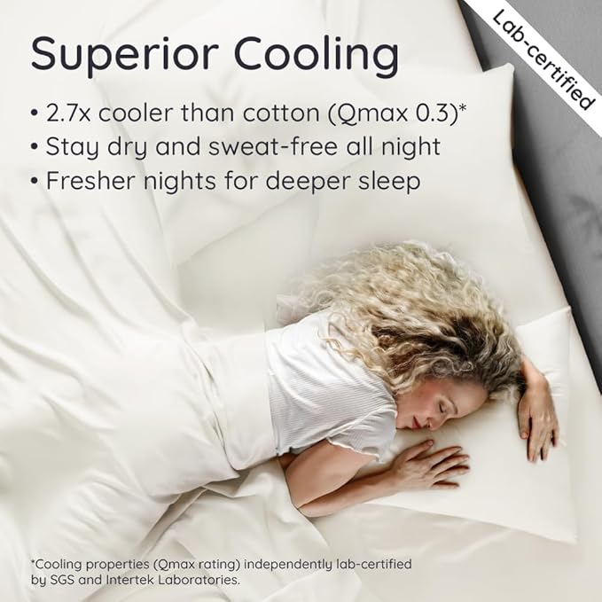Bambaw 100% Viscose Derived from Bamboo Sheets California King Size Set – 4pcs Super Soft Bedding Set, Cooling Bed Sheet, Hotel Luxury Bed Sheets Set, Deep Pockets Fits Up to 16'' Mattresses (Ivory)
