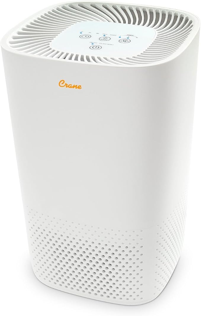Crane Air Purifier with True HEPA Filter, UV Light, 250 Sq Feet Coverage by Crane