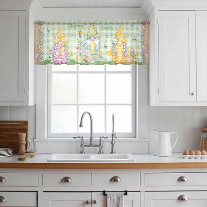 Easter Sheer Valances for Windows 60"x18", Light Filtering Kitchen Curtains - Image 3
