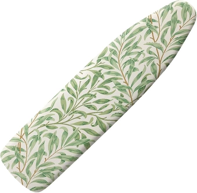 ZCFYGDX Ironing Board Cover Decor 15x54 Inch, Iron Board Cover with Nose Pocket, Nylon Buckle Fastening Stain Resistant Scorch Resistant,Protection Covers with Elastic Edge Fresh Green Leaf Print