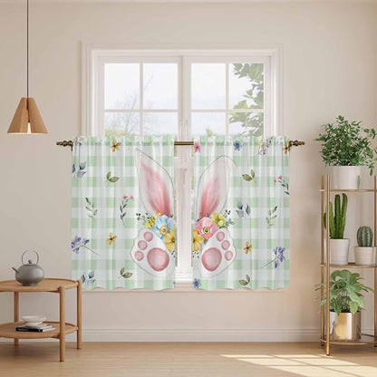 Easter Kitchen Tier Curtains 45 Inch Long 2 Panel Set, Rod Pocket Short Window - Image 3
