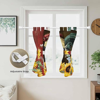 Chicken Sunflowers Kitchen Curtains 45 Inch Length, Short Cafe Window Curtains - Image 5