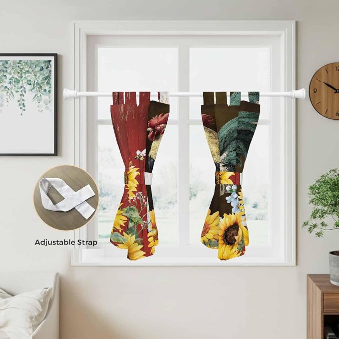 Chicken Sunflowers Bedroom Curtains 63 Inch Length, Window Curtains Tab Top - Image 5