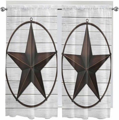 Vintage Farm Western Star Window Valance Curtains, 2 Panel - Image 9