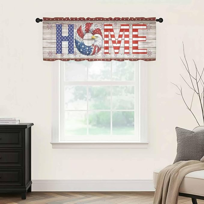 4th of July Sheer Valances for Windows 60"x18", Light Filtering Kitchen - Image 9