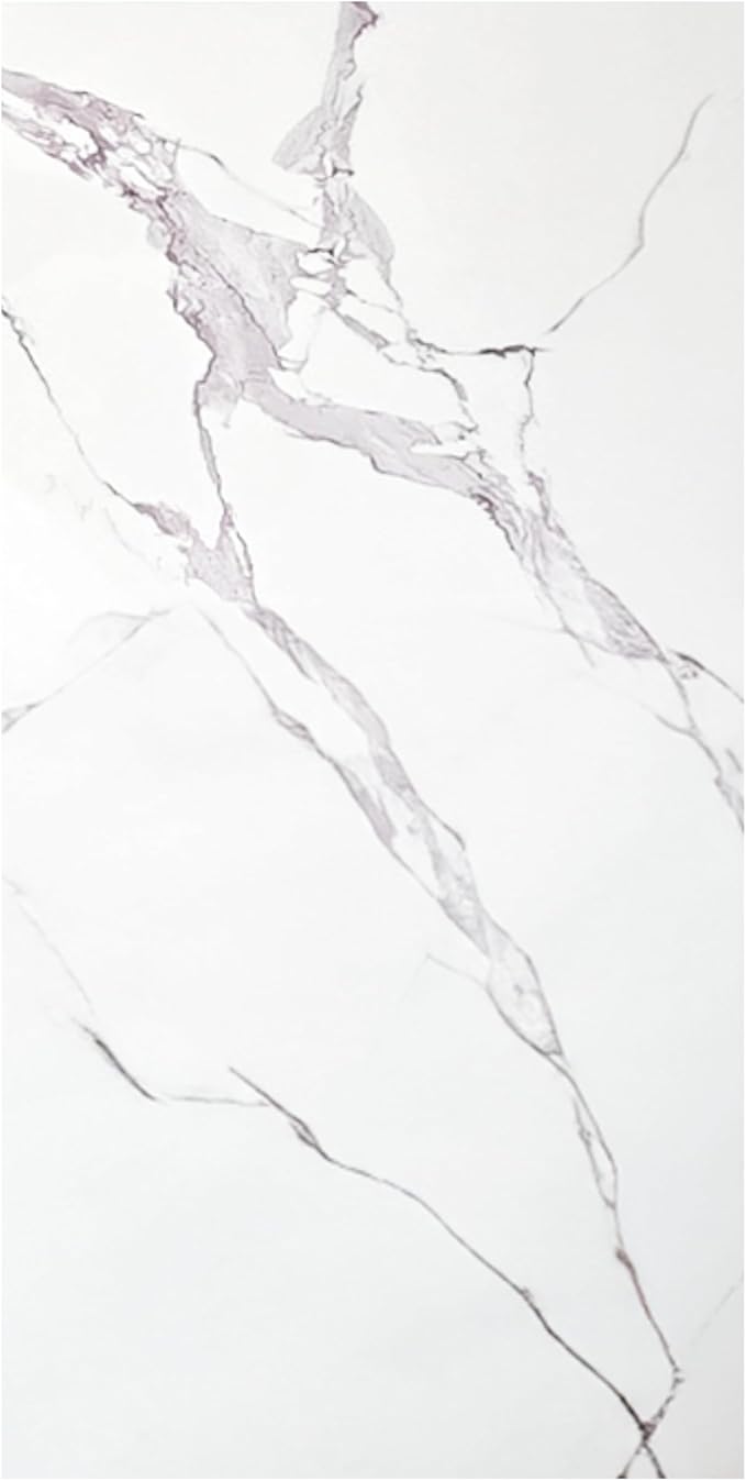 Dundee Deco Faux Marble Wall Panels - Sample - Glossy, Waterproof Indoor Wall Cladding - White, Grey Veins - Sample 6" x 6"