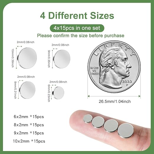 rhinocats 60Pcs Small Magnets, Mini Variety Magnets - Image 2