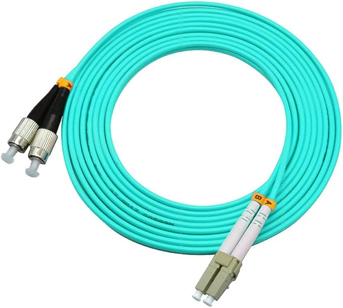 Jeirdus 10 Meters 33ft LC to FC Duplex 50/125 10G OM3 Multi-Mode Fiber Optic Cable Jumper Optical Patch Cord LC-FC