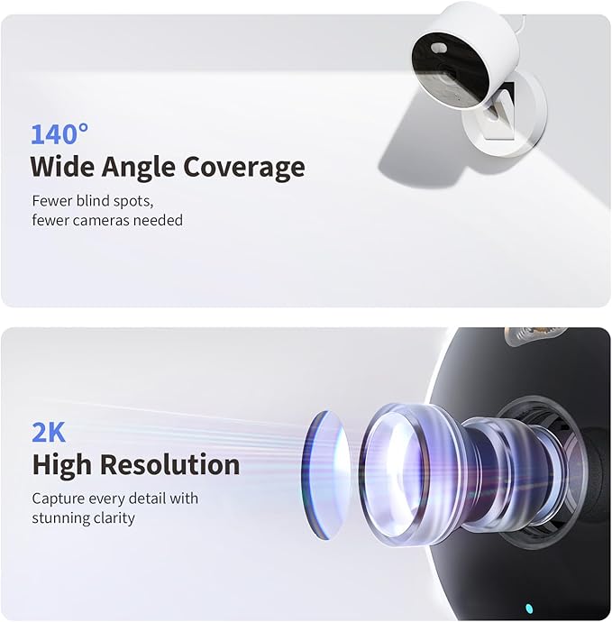 Aqara G100, 2K Indoor/Outdoor Security Camera, HomeKit Secure Video, 2-Way Audio, Spotlight Color/IR Night Vision, AI Detection, 140° FOV, Wi-Fi 6, Supports HomeKit, Alexa, Google and IFTTT, White