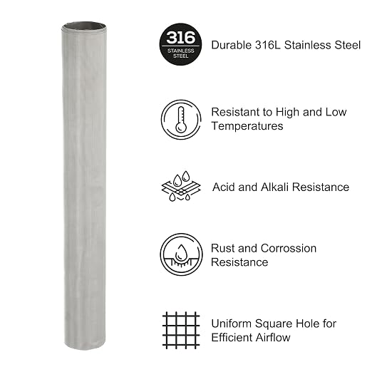 PATIKIL 40" L x 10" W Woven Wire Mesh, 300 Mesh 316L Stainless Steel Air Vent - Image 3