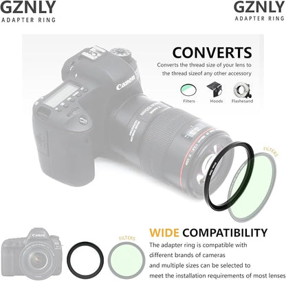 43mm to 52mm Step-up Adapter Rings Filter Adapter Black Metal Step Down Filter - Image 4