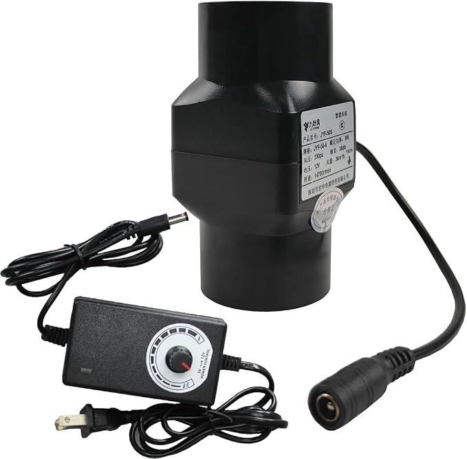 2 Inch Inline Duct Fan with Speed Controller 12V 6w Air Cooling Exhaust Blower by Unknown