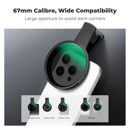 K&F CONCEPT 67mm Clip-on ND2-32 Phone Camera Lens Filter Kit - Image 2