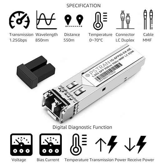OPSTRAN 1000BASE-SX SFP Optical Transceiver Module Compatible with Netgear AGM731F 850nm 550m DDM Duplex LC MMF