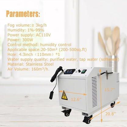 Industrial Ultrasonic Humidifier Cooler Sprayer 3kg/h Portable Continuous Cool - Image 6