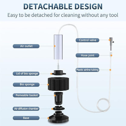 Pawfly Aquarium Air Pump with Nano Bio Sponge Filter Kit Air Control Valve - Image 6
