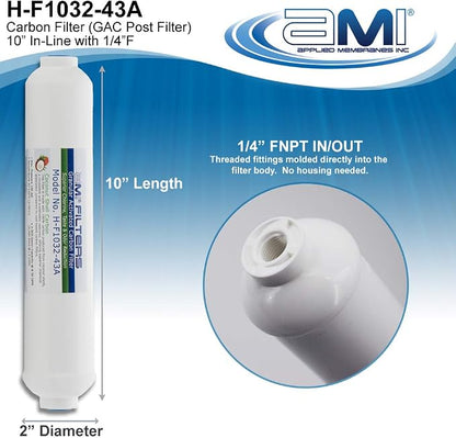 Inline Carbon Water Filter | 10" Length | 1/4" Threaded Female In/Out | - Image 2