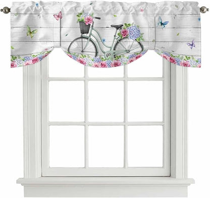 Spring Tie Up Valance Curtains for Windows, Kitchen Curtains Window Shades by Unknown