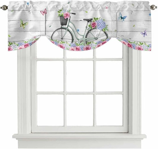 Spring Tie Up Valance Curtains for Windows, Kitchen Curtains Window Shades by Unknown