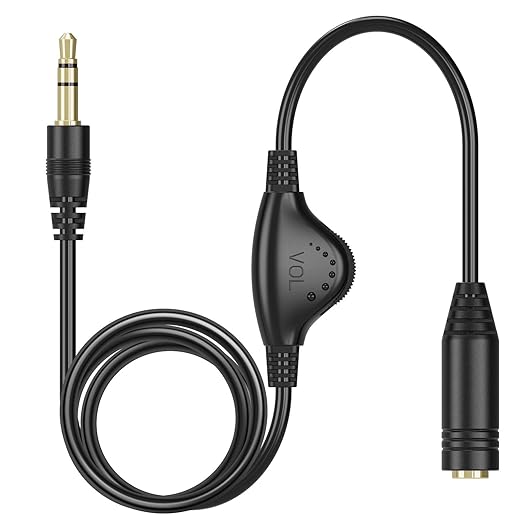 PChero 3.5mm Headphone Extension Cable with Volume Control, 3.3FT Male to Female Stereo Audio Jack Extender Aux Extension Adapter Cord for Headset Earphones Smartphones Tablets MP3 Players