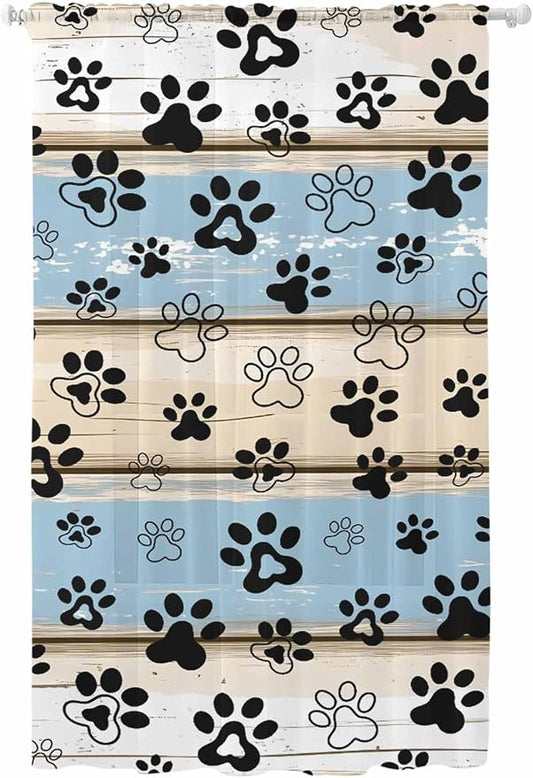 Sheer Curtains 84 Inches Long, Vintage Farmhouse Rustic Wooden Grain Privacy by Unknown