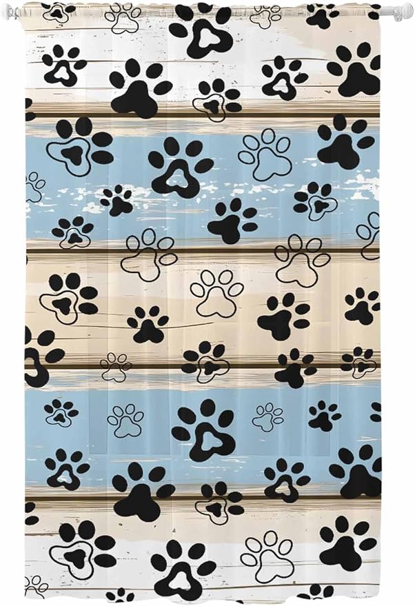 Sheer Curtains 96 Inches Long, Vintage Farmhouse Rustic Wooden Grain Privacy by Unknown