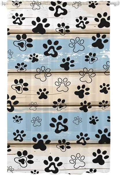 Sheer Curtains 96 Inches Long, Vintage Farmhouse Rustic Wooden Grain Privacy by Unknown