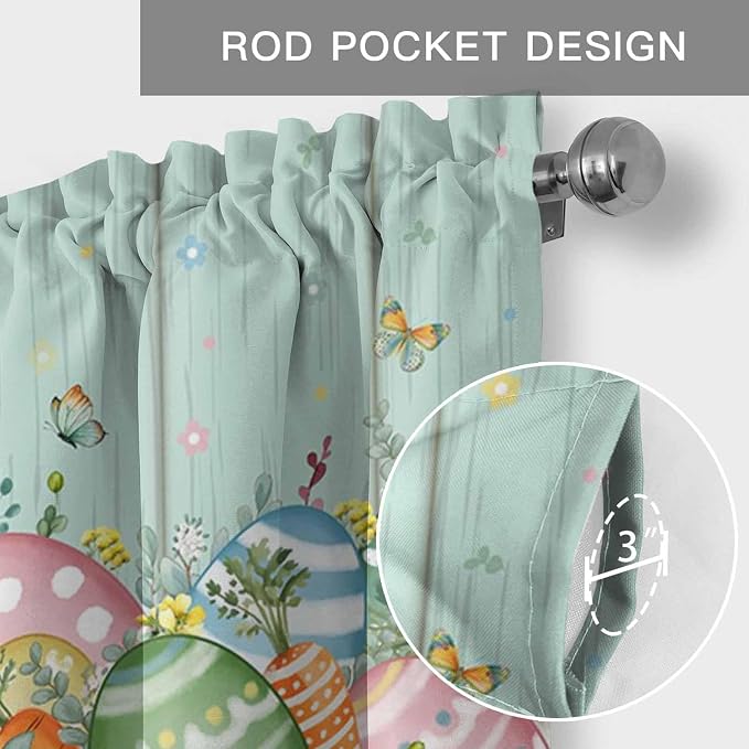 Easter Curtain Valances for Windows, Kitchen Valance Window Treatment, Spring - Image 5