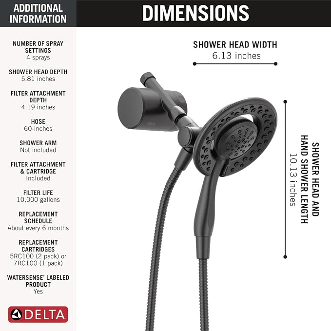 Delta Faucet 4-Setting In2ition 2-in-1 Dual Shower Head - Image 7