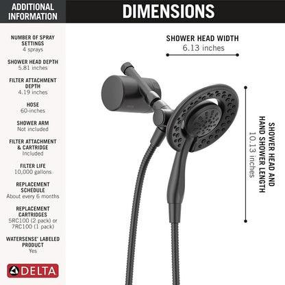 Delta Faucet 4-Setting In2ition 2-in-1 Dual Shower Head - Image 7