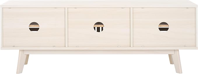 SAFAVIEH ESMA TV Stand for up to 65" Flatscreen – Bleached White, Sliding Doors with Interior Storage, Entertainment Media Console (MED9640C)