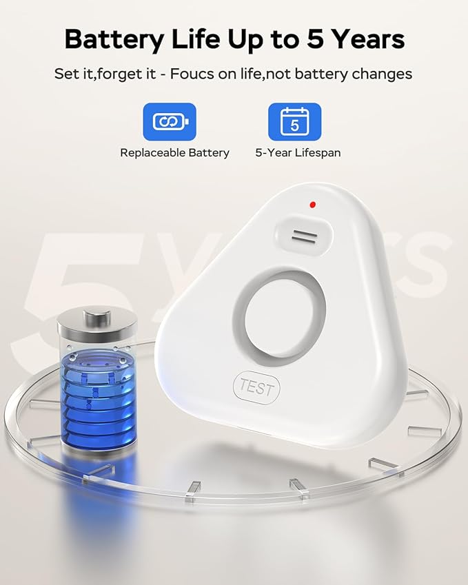 Water Alarm Leak Detector,Water Leak Detectors for Home with App Alerts,Water Sensor Alarm Leak Detector with 120db Adjustable,500ft Transmission for Basement,Bathroom,No Hub Required (Support 2.4G)