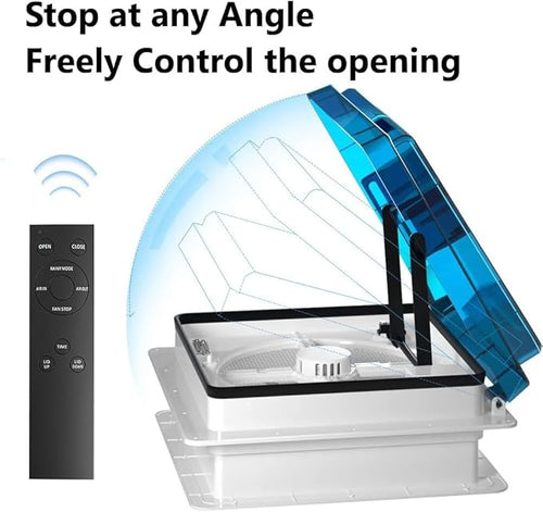 2012 Air Max 14" Vent RV Roof Vent Reversible Exhuast Fan, Ultra Low Sound RV Air Ventilation Ceiling Fan 12V Remote with Rain Sensor