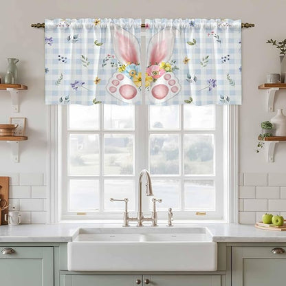 Easter Kitchen Tier Curtains 24 Inch Long 2 Panel Set, Rod Pocket Cafe Small - Image 3