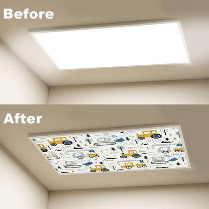 6 Pcs Fluorescent Light Covers for Ceiling Lights Colorful Construction Vehicle - Image 4