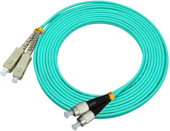 Jeirdus 3Meters 10ft SC to FC Duplex 50/125 10G OM3 Multi-Mode Fiber Optic Cable Jumper Optical Patch Cord SC-FC
