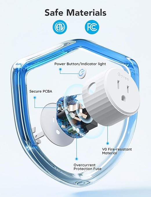 Govee Smart Plug, WiFi Outlet Compatible with Alexa and Google Assistant, Mini Smart Home Plugs with Timer Fuction & Group Controller, No Hub Required, ETL & FCC Certified, 2.4G WiFi Only (1 Pack)