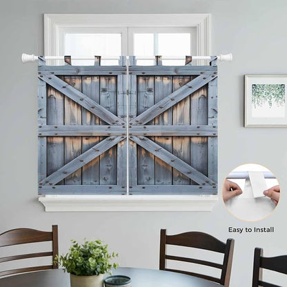 Farmhouse Wood Grain Kitchen Curtains 45 Inch Length, Short Cafe Window - Image 4