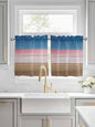 Blue Pink Brown Gradient Wood Grain Window Valance Curtains, Vintage Wood Board by IDOWMAT