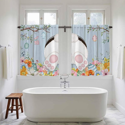 Easter Kitchen Curtains 45 Inch Long 2 Panel Set, Rod Pocket Window Treatment - Image 5