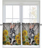 Farmhouse Half Window Curtains 24 Inches Long, Vintage Sunflowers Animals by Unknown