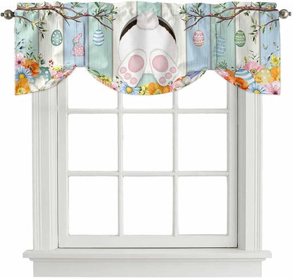 Easter Tie Up Valance Curtains for Windows, Kitchen Curtains Window Shades by Unknown