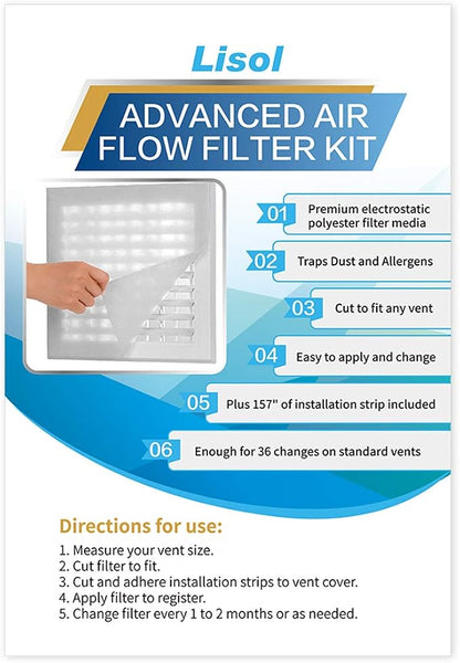 Complete Air Vent Filters Kit- 98‘’ x 18'' Electrostatic Media - Image 2