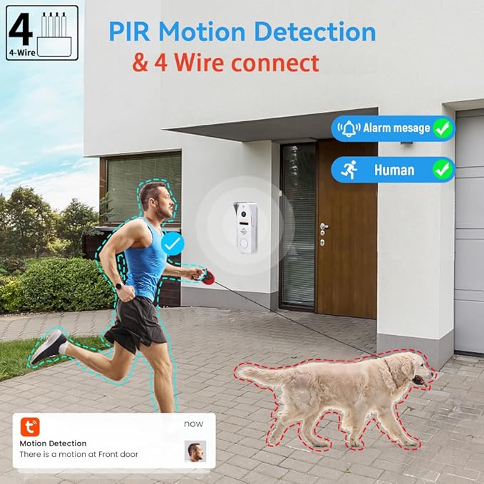 Wired Video Doorbell Intercom System 7 inch Monitor 1080P HD Camera Entry Doorphone Door Camera TUYA WiFi Smart Home Door Phone Kits for Apartment Home Villa (1 doorbell + 1 Monitor)