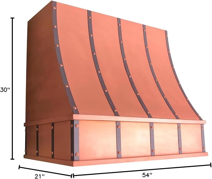 CT Copper Tailor Sloped Copper Vent Hood Wall Mount, 1260 CFM Exhaust Fan - Image 10