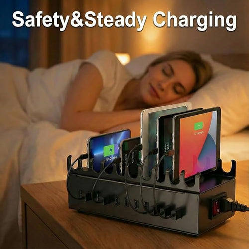 300W Charging Station for Multiple Devices, 22-Port Charger Stations for iPad, Laptops, iPhone, Android Cell Phone, Tablet, Organizer Charging Dock Ideal for Home Office Commercial Use