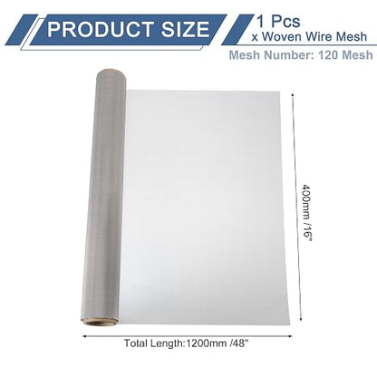 uxcell 120 Mesh 48" x 16" Woven Wire Mesh, 304 Stainless Steel Air Vent Filter - Image 2
