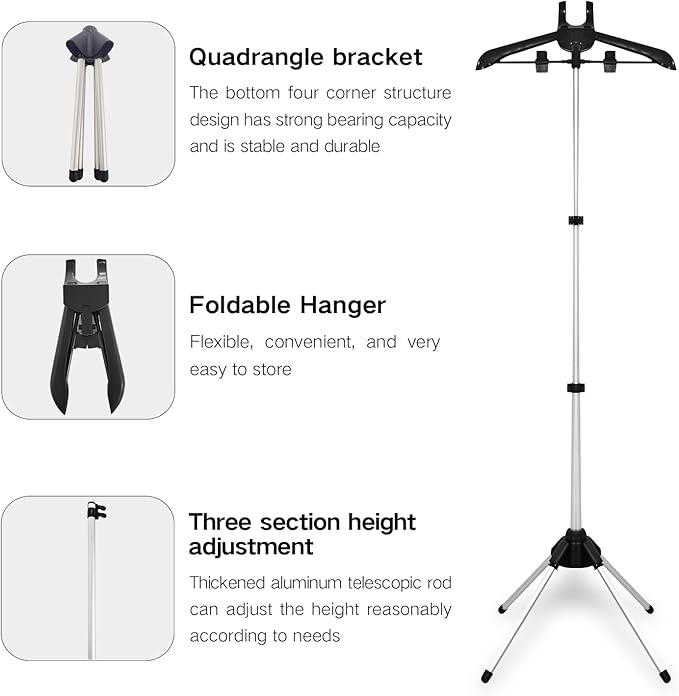 Garment Steamer Hanger Stand & Ironing Glove for Clothes, Adjustable Steamer Stand for Clothes Hanger & Mini Grey Ironing Board Portable Handheld Steamer Ironing Accessories for Clothes
